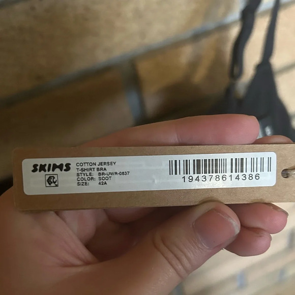 NWT Skims Black Soot Neutral Cotton Jersey T-shirt Bra Underwire Size 42A 44C - Picture 4 of 7